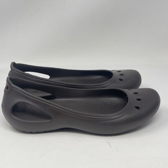 Crocs Kadee Shoes Womens 10 Brown Ballet Flats Casual Comfort Slip On Light - Picture 3 of 14